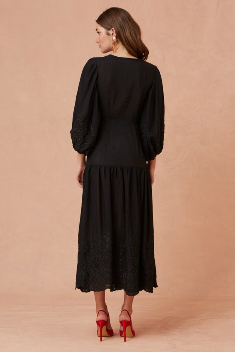 knee length dresses for ladies Black Floral Faith Midi Dress main image 1