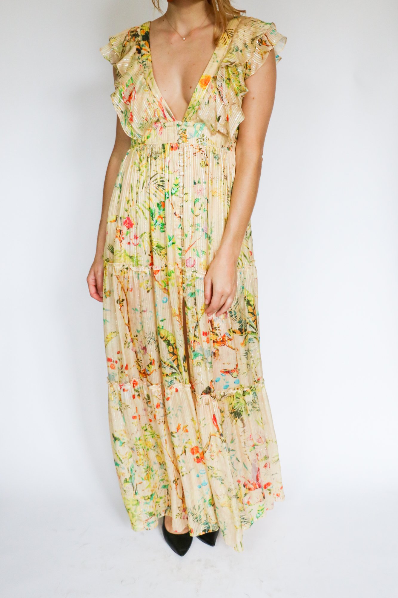 white maxi pleated dress