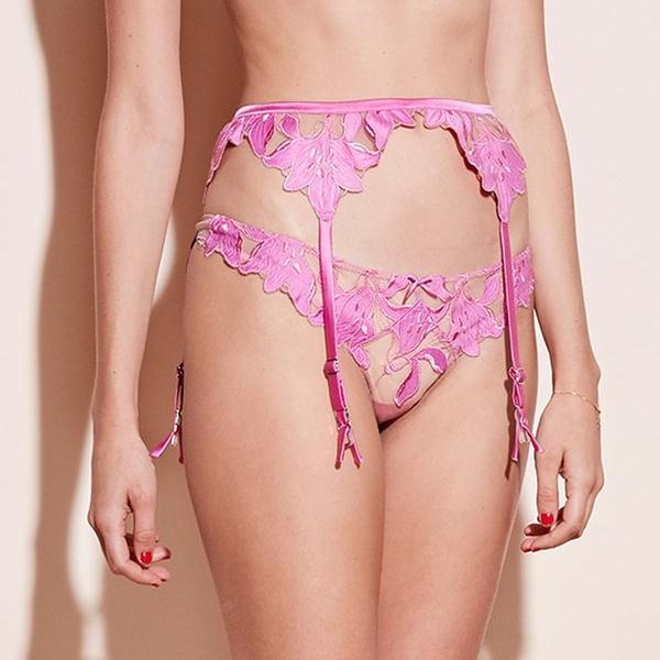 Fleur du Mal Lily Embroidery Lace Garter Belt - Aura | Garmentory
