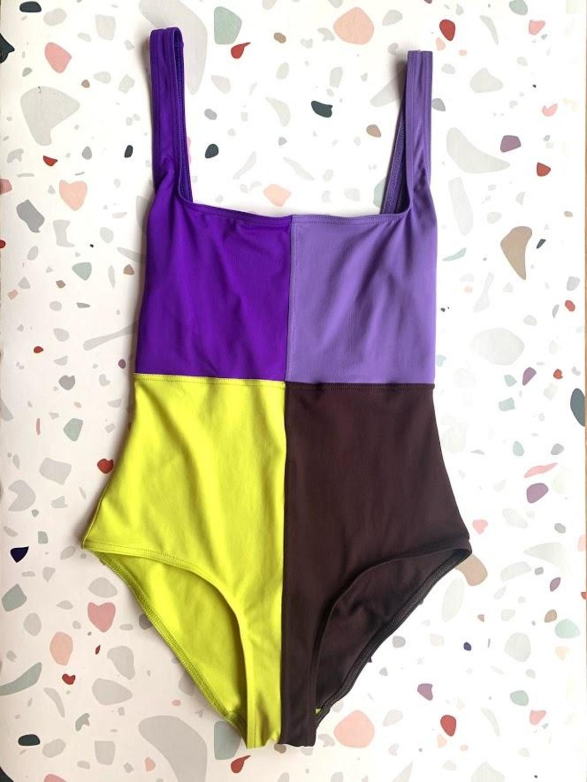 Laura Urbinati Four Colori Colorblock 1 Piece - Lilac/Acid Brown - Image 4 of 4