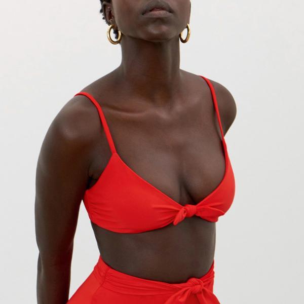 Mara Hoffman Carla Knot Front Bikini Top - Red Coat Mara Hoffman Carla Knot Front Bikini Top - Red Coat
