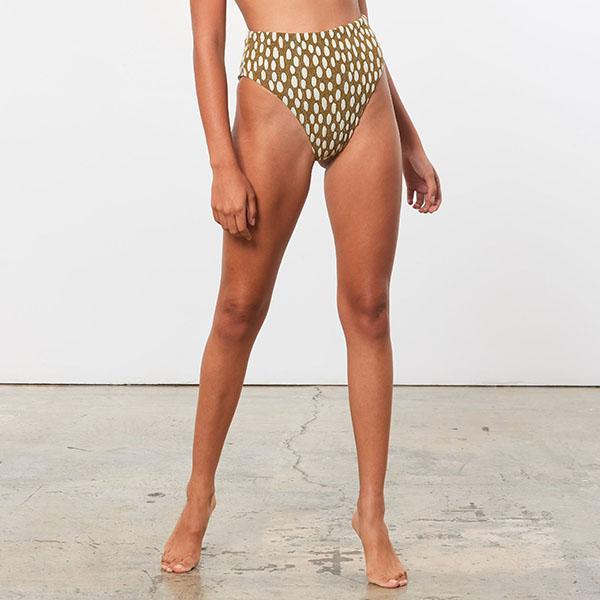 Mara Hoffman Imina High Waisted Bikini Bottom - Cream/Green Mara Hoffman Imina High Waisted Bikini Bottom - Cream/Green