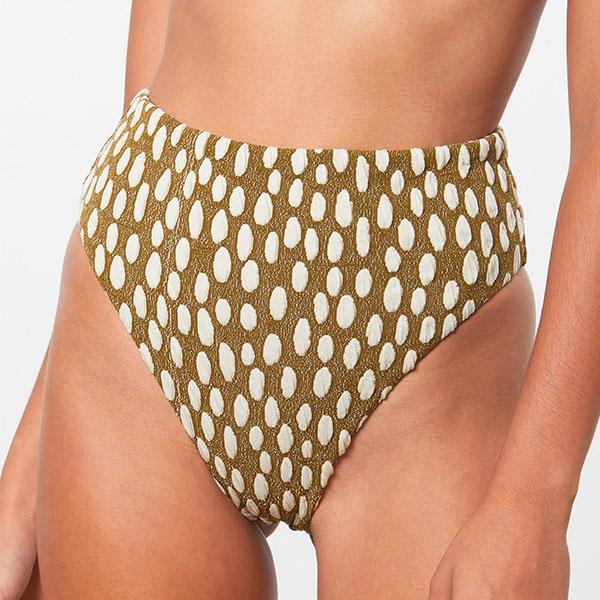 Mara Hoffman Imina High Waisted Bikini Bottom - Cream/Green Mara Hoffman Imina High Waisted Bikini Bottom - Cream/Green