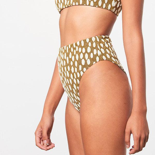 Mara Hoffman Imina High Waisted Bikini Bottom - Cream/Green Mara Hoffman Imina High Waisted Bikini Bottom - Cream/Green
