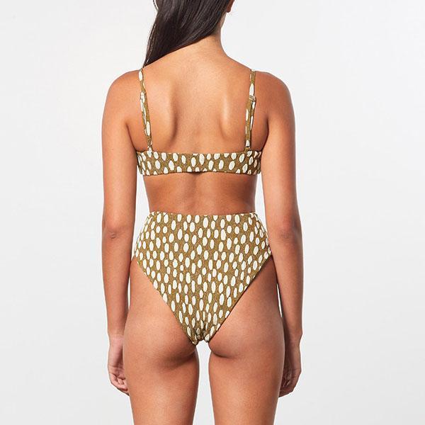 Mara Hoffman Imina High Waisted Bikini Bottom - Cream/Green Mara Hoffman Imina High Waisted Bikini Bottom - Cream/Green