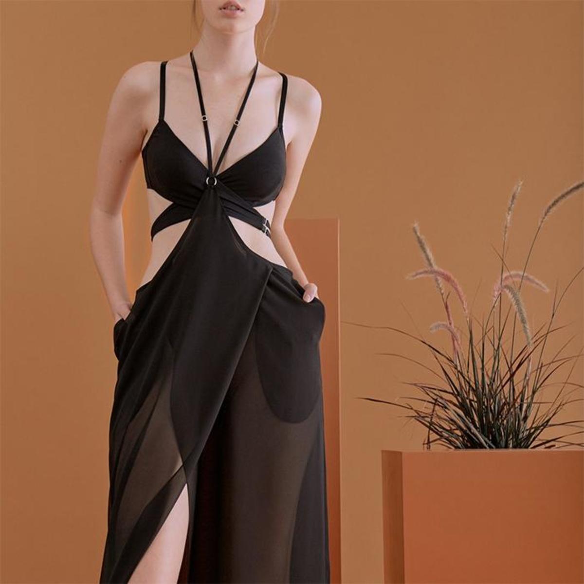 black wrap around bralette