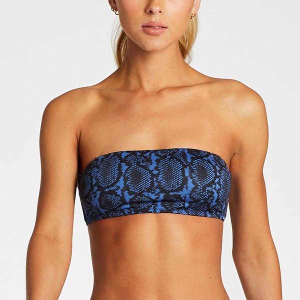 Vitamin A Mila Bandeau Bikini Top Blue Snake