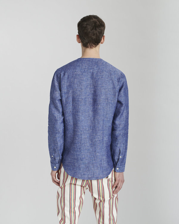 Delikatessen Bohemian Linen Stand Up Collar - Blue Delikatessen Bohemian Linen Stand Up Collar - Blue
