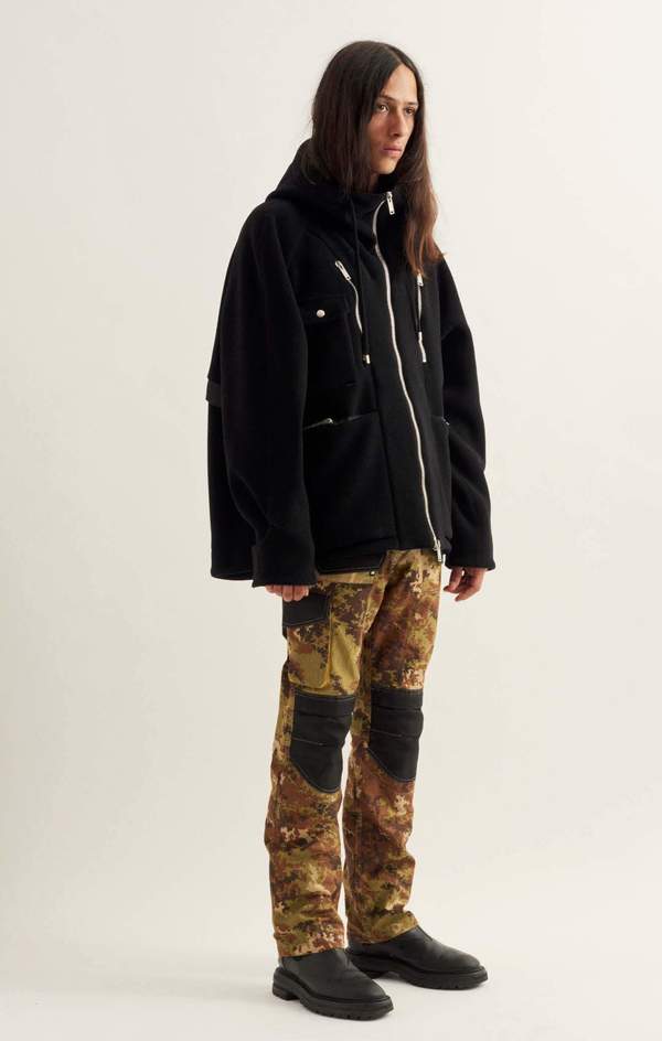 Adyar Virgin Wool Melton Shell Parka - black Adyar Virgin Wool Melton Shell Parka - black