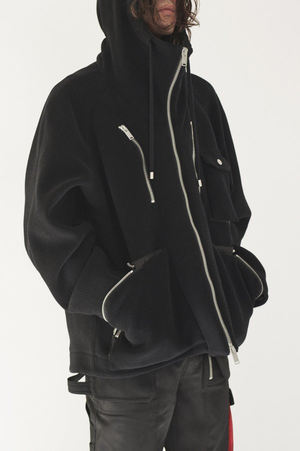 Adyar Virgin Wool Melton Shell Parka - black Adyar Virgin Wool Melton Shell Parka - black
