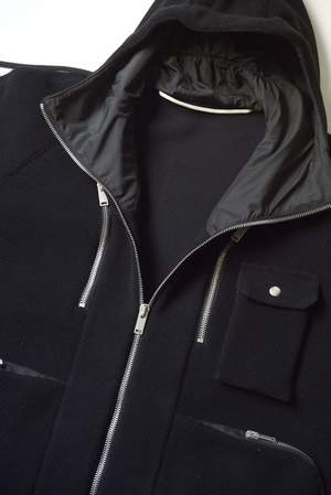 Adyar Virgin Wool Melton Shell Parka - black Adyar Virgin Wool Melton Shell Parka - black