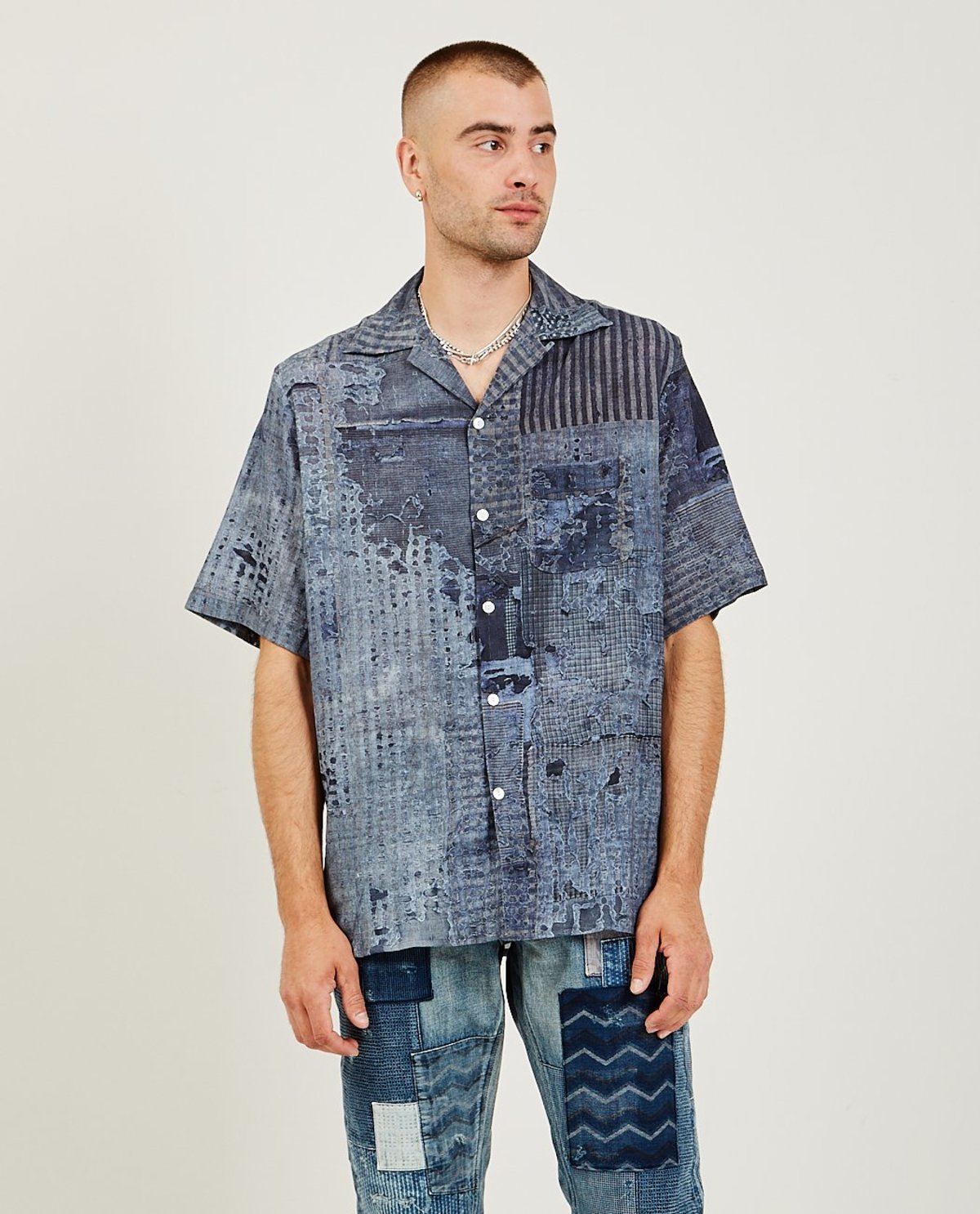 FDMTL Boro Aloha Shirt - indigo | Garmentory