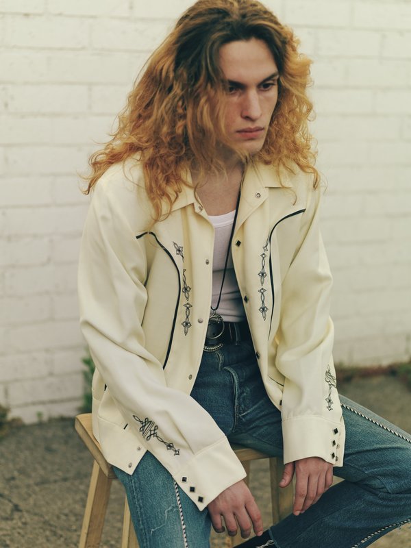 The Letters White Rayon Twill Western Bolero Jacket | Garmentory