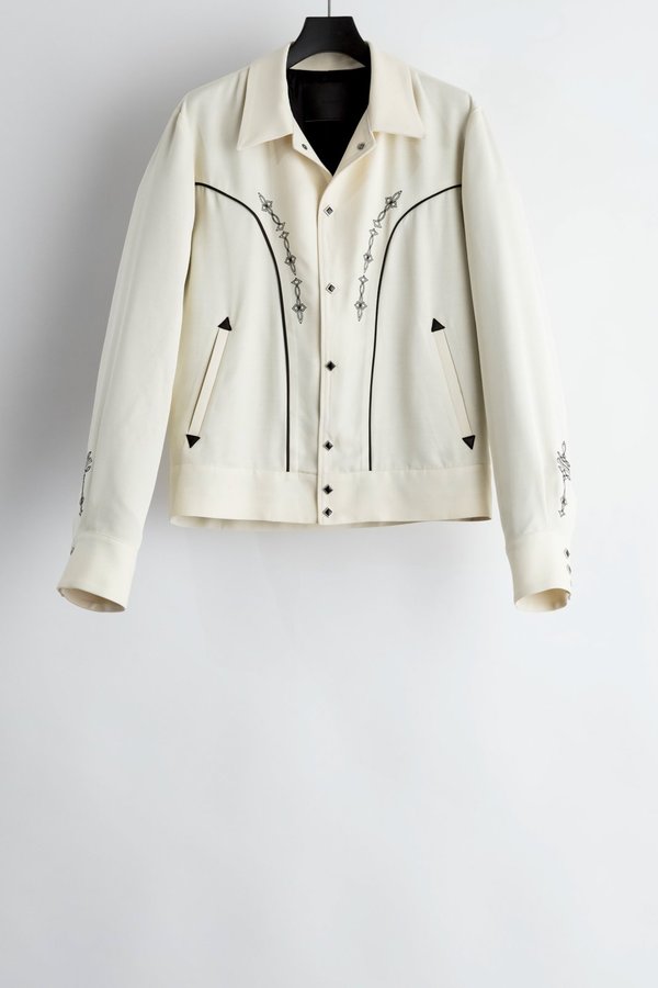 The Letters White Rayon Twill Western Bolero Jacket | Garmentory