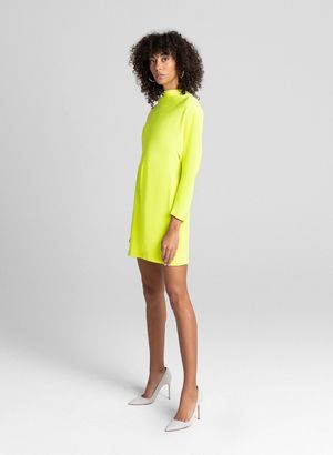 neon yellow shift dress Oversized Tshirt Neon Yellow T Shirt Dress Neon Yellow Rhinestone Off Shoulder Cut Out Seamless Dress