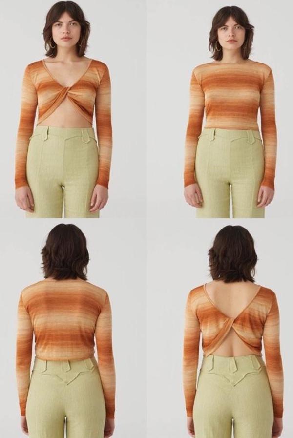 PALOMA WOOL Manuel Long Sleeve Striped Knit Top - Peach Stripe