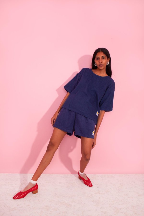 L.F.Markey Basic Towelling Shorts - Navy L.F.Markey Basic Towelling Shorts - Navy