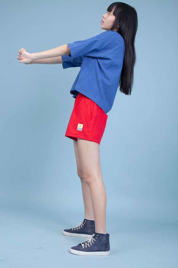 L.F. Markey Basic Linen Shorts - Red L.F. Markey Basic Linen Shorts - Red