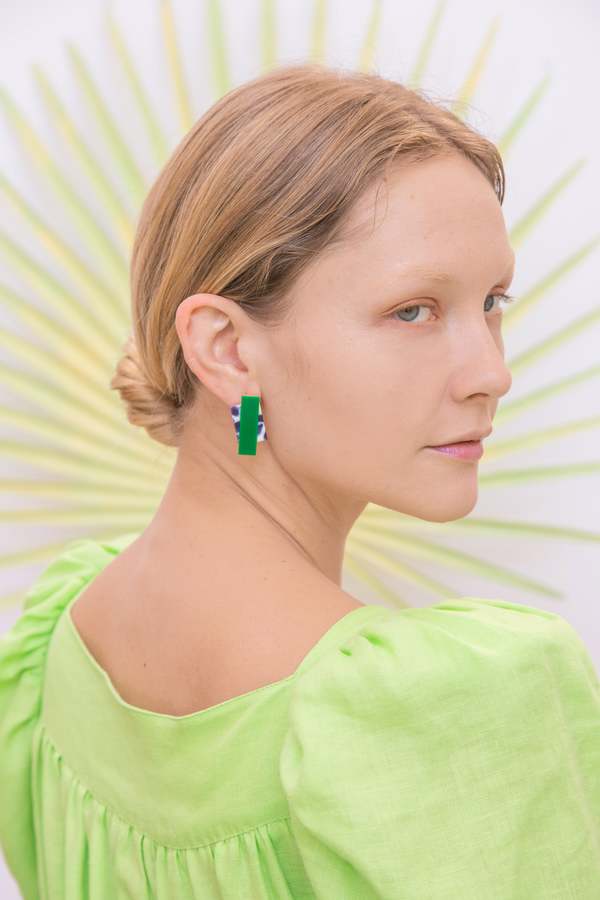 Matter Matters Double Rec Earrings - Snow Green Matter Matters Double Rec Earrings - Snow Green