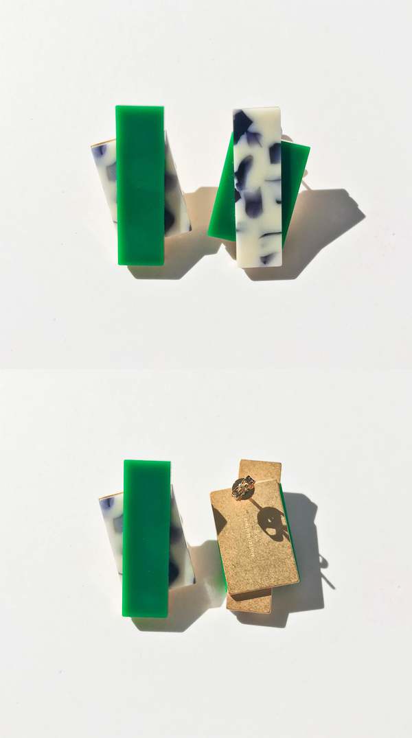 Matter Matters Double Rec Earrings - Snow Green Matter Matters Double Rec Earrings - Snow Green