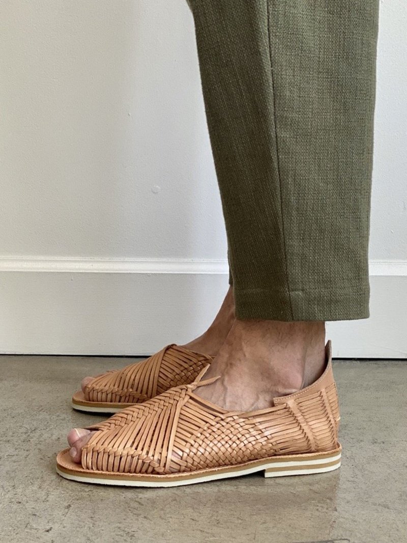 Chamula Huarache Man Cancun Leather Huarache Slip On Vegetable Tanned Sandals Tan