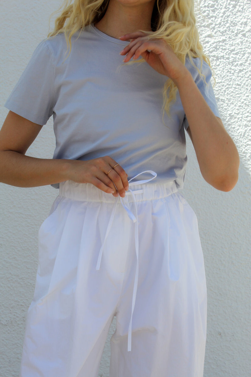 パンツ AMOMENTO shirring culotte pants white AMOMENTO: White Shirring Culotte Pants | 157Moments