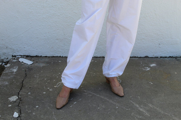 パンツ AMOMENTO shirring culotte pants white AMOMENTO: White Shirring Culotte Pants | 157Moments