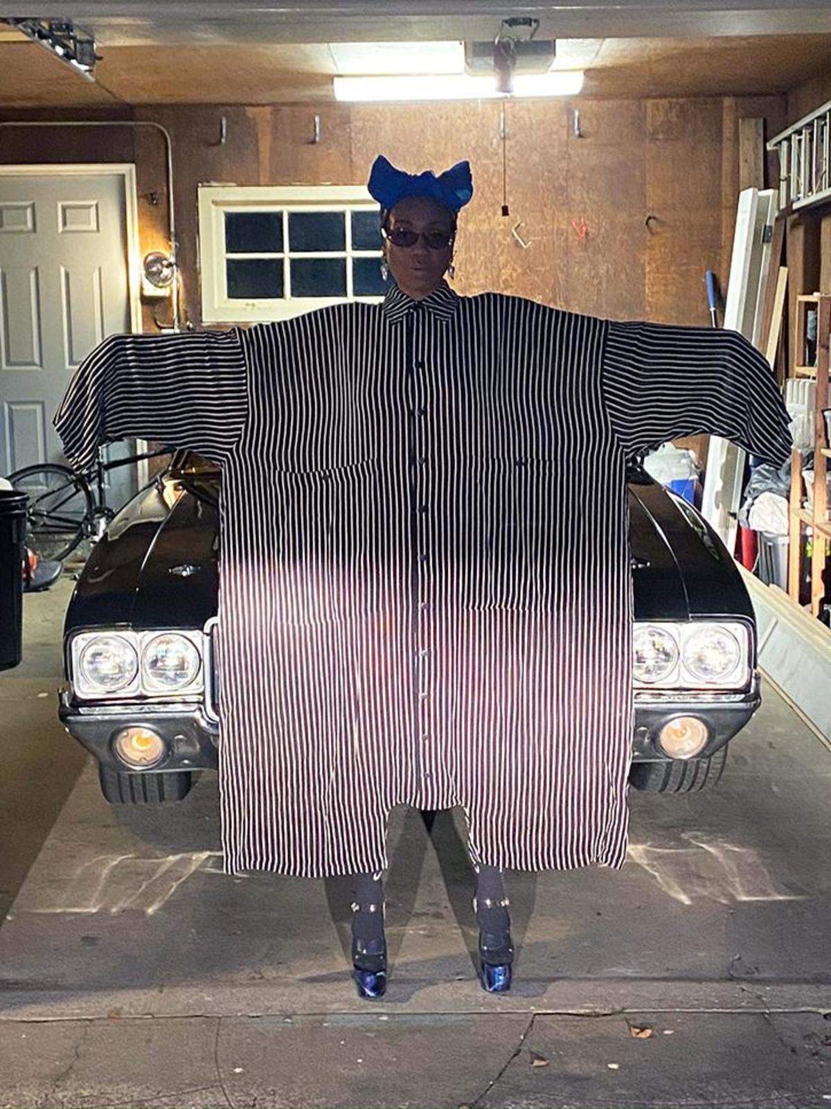 69 Big Button Up One Piece - Stripes - Image 2 of 8