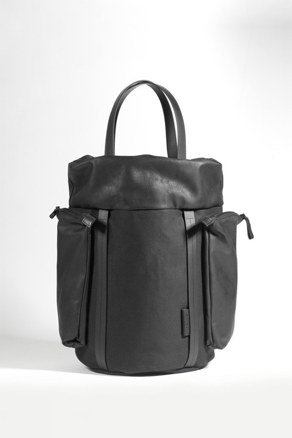 Cote et Ciel Saar black waxed canvas backpack tote Cote & Ciel Saar Medium Waxed Canvas | Black | Garmentory main image 3