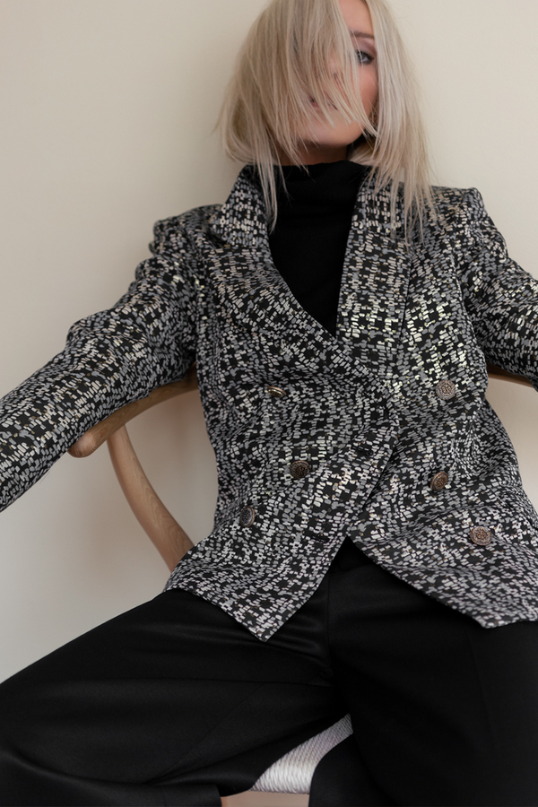 Primary New York Cutout Blazer - Metallic/Navy Primary New York Cutout Blazer - Metallic/Navy