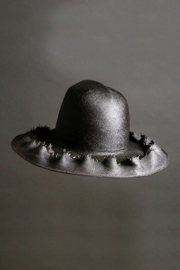 Esenshel Dome Ruffle Wide Brim Hat - Black Esenshel Dome Ruffle Wide Brim Hat - Black