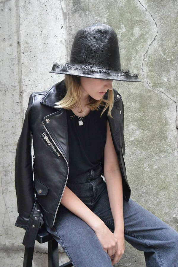 Esenshel Dome Ruffle Wide Brim Hat - Black Esenshel Dome Ruffle Wide Brim Hat - Black
