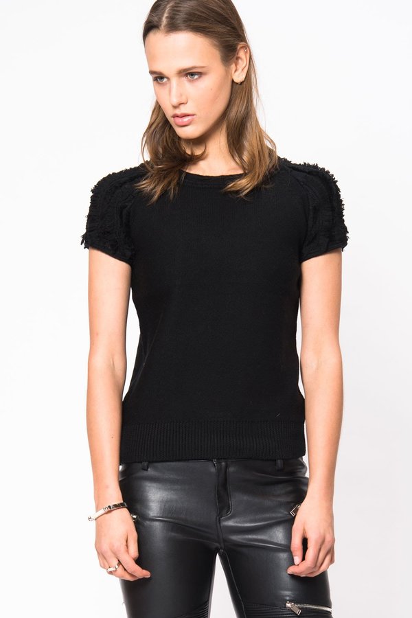 Primary New York Fringe Sweater Tee - Black Primary New York Fringe Sweater Tee - Black