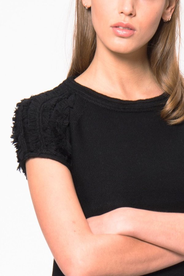 Primary New York Fringe Sweater Tee - Black Primary New York Fringe Sweater Tee - Black