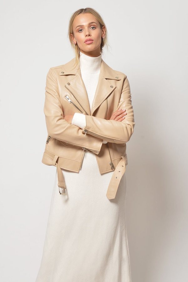 Primary New York x LOOKAST Full Length Leather Moto Jacket - Nude Primary New York x LOOKAST Full Length Leather Moto Jacket - Nude