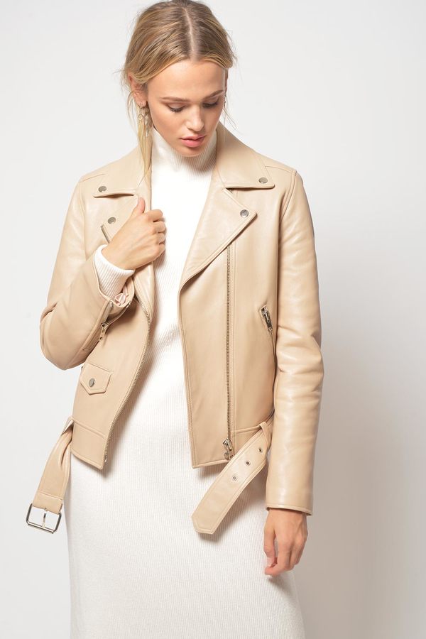 Primary New York x LOOKAST Full Length Leather Moto Jacket - Nude Primary New York x LOOKAST Full Length Leather Moto Jacket - Nude