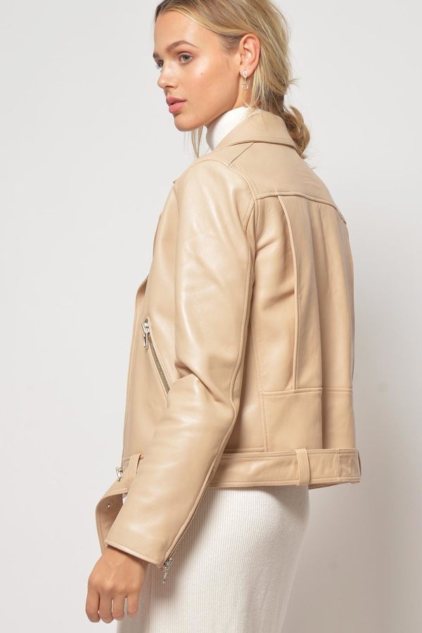 Primary New York x LOOKAST Full Length Leather Moto Jacket - Nude Primary New York x LOOKAST Full Length Leather Moto Jacket - Nude