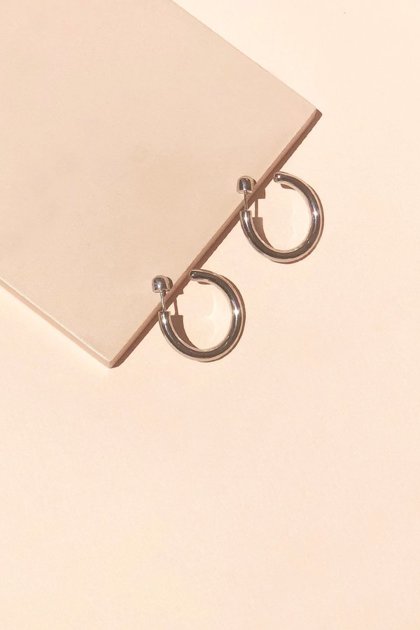 Maria Black Ruby Hoop - Silver Maria Black Ruby Hoop - Silver