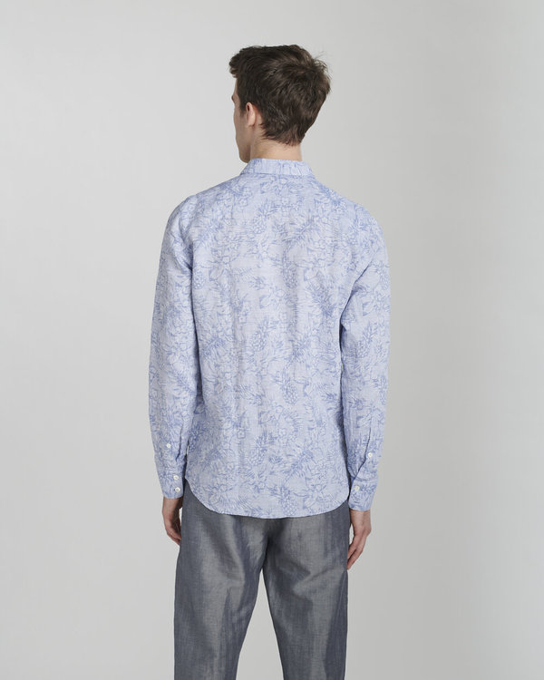 Delikatessen Feel Good Cotton Shirt - Blue Jacquard Flowers Print Delikatessen Feel Good Cotton Shirt - Blue Jacquard Flowers Print