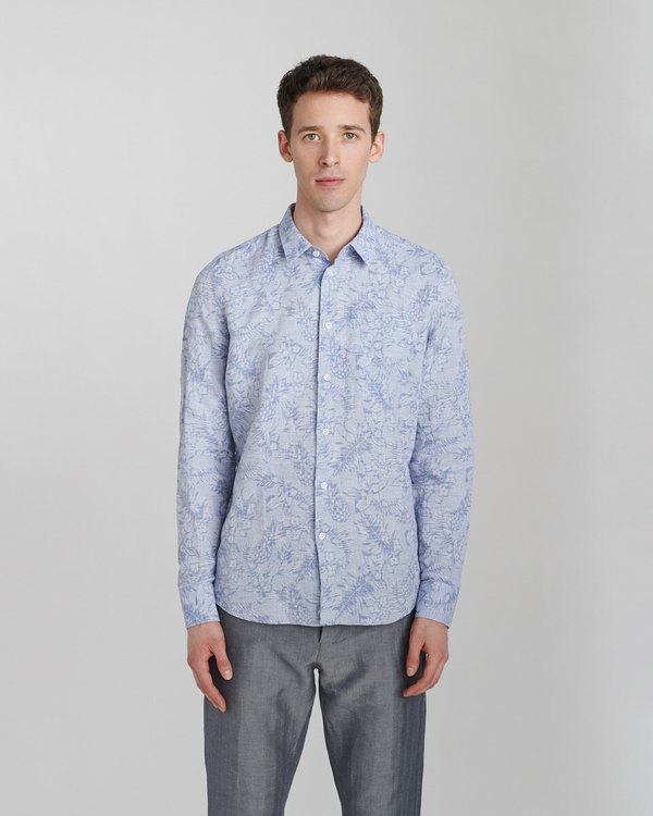 Delikatessen Feel Good Cotton Shirt - Blue Jacquard Flowers Print Delikatessen Feel Good Cotton Shirt - Blue Jacquard Flowers Print