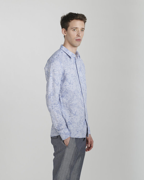 Delikatessen Feel Good Cotton Shirt - Blue Jacquard Flowers Print Delikatessen Feel Good Cotton Shirt - Blue Jacquard Flowers Print