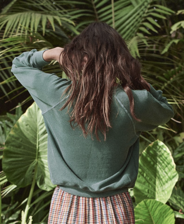 The Great. Shrunken Sweatshirt with Barracuda Graphic - Palm Leaf The Great. Shrunken Sweatshirt with Barracuda Graphic - Palm Leaf
