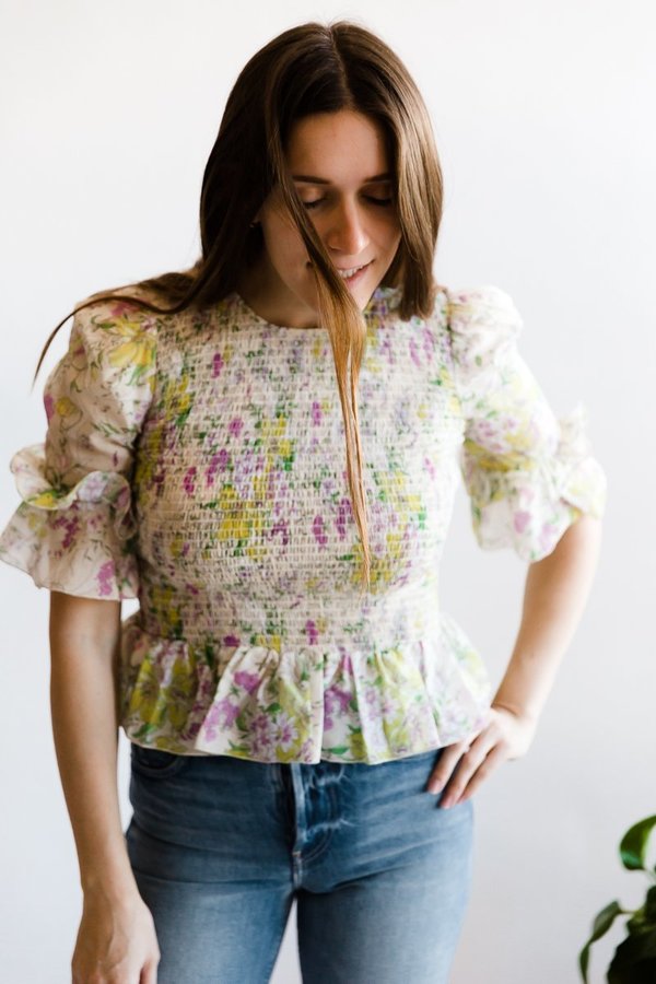 Manoush Woven Fleur Champetre Smock Top - Ecru Manoush Woven Fleur Champetre Smock Top - Ecru