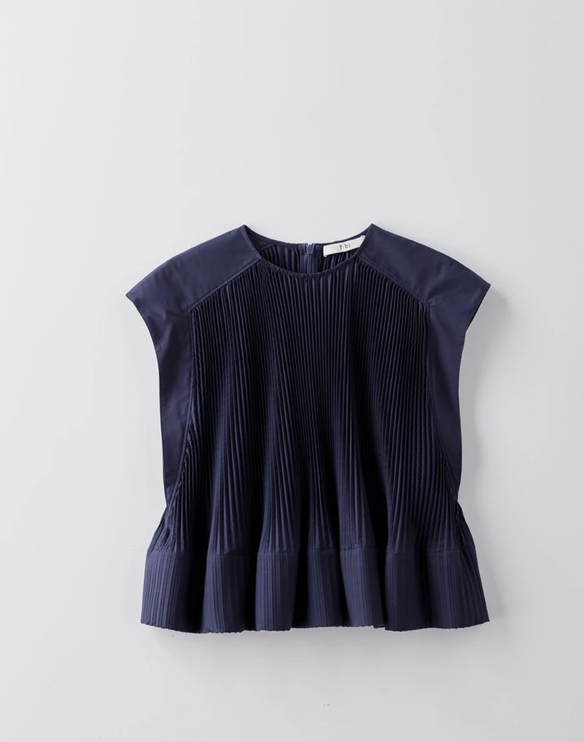 Tibi Pleated Yoke Top Navy Garmentory