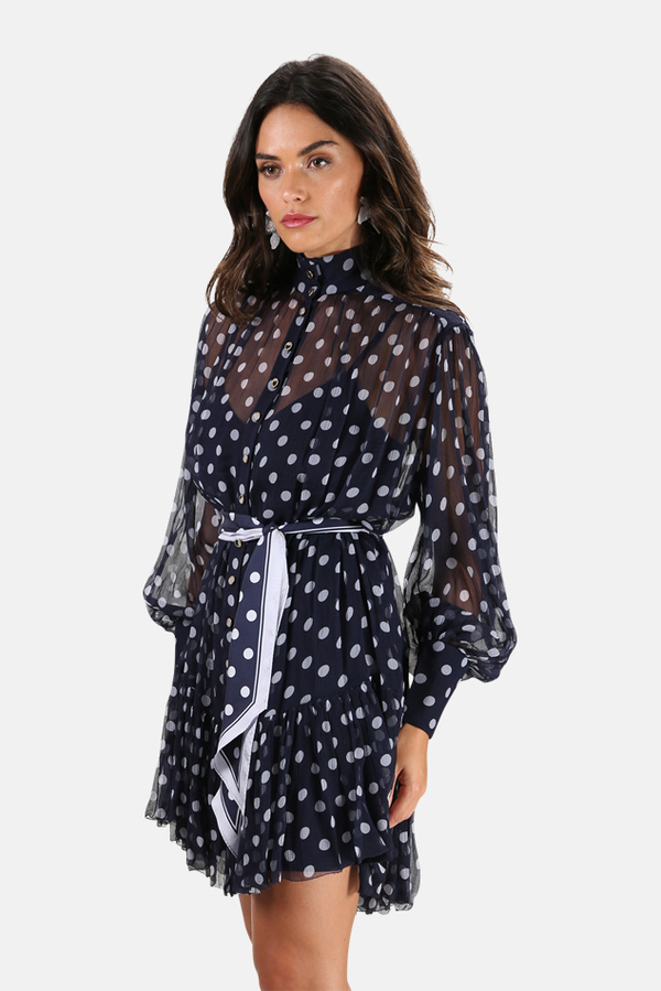 Zimmermann Sabatoge Lantern Mini Dress - Midnight Dot Zimmermann Sabatoge Lantern Mini Dress - Midnight Dot