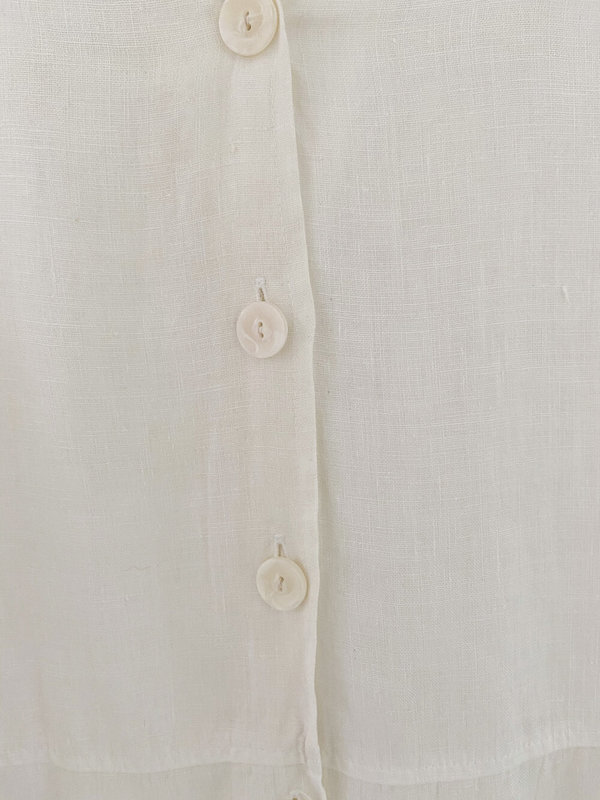 Vintage Linen Cropped Simple Shirt - White Vintage Linen Cropped Simple Shirt - White