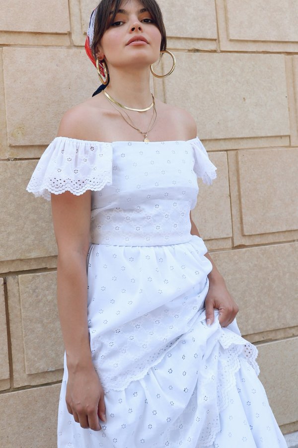 chinese dress ladies Floral Embroidery Ivory Lace Long Dress main image 0
