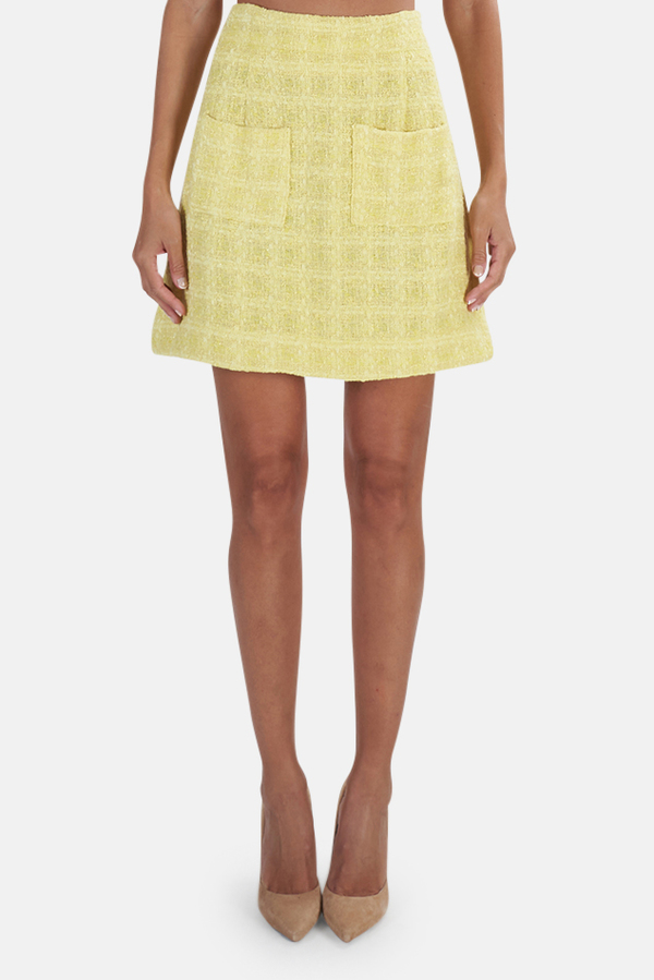 Blue&Cream Cropped Tweed Skirt - Yellow Blue&Cream Cropped Tweed Skirt - Yellow
