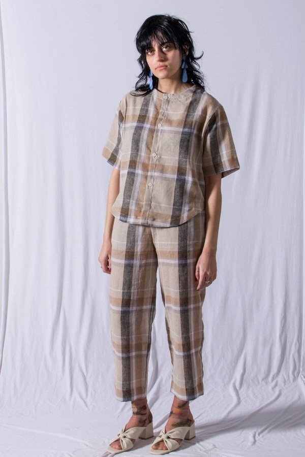 Unisex FAAN Up Top - Natural Plaid Unisex FAAN Up Top - Natural Plaid