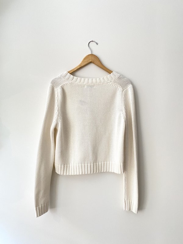 525 Made in America Crop V-Neck Cardigan - Chalk 525 Made in America Crop V-Neck Cardigan - Chalk